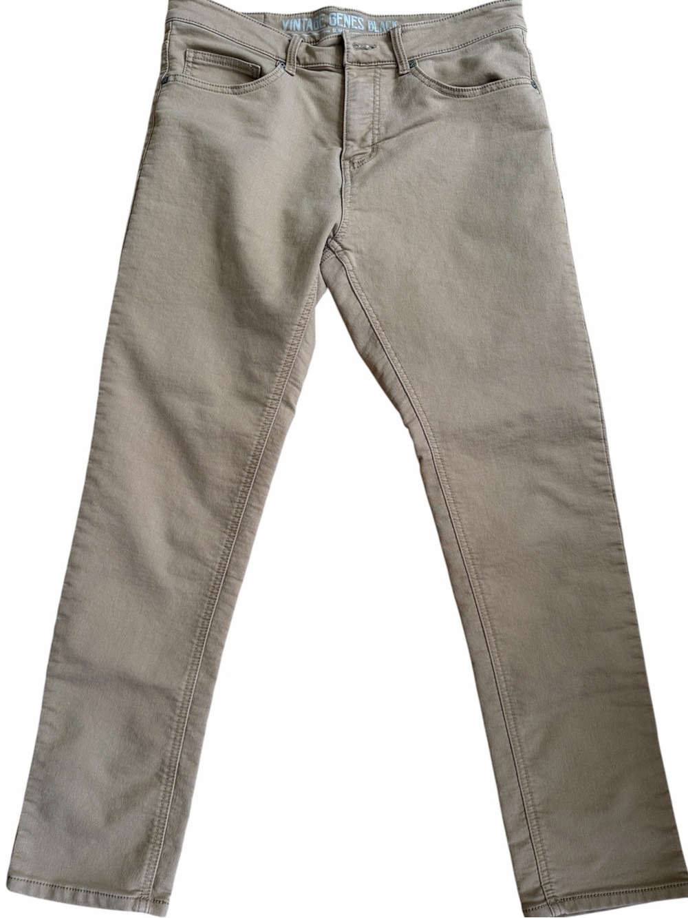 “VINTAGE GENES BLACK” MEN’S TAN KHAKI SLIM FIT STRETCH JEANS Size 32 x 30